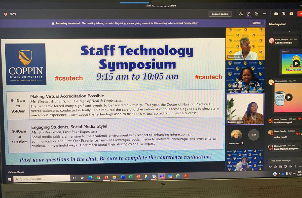 aelhaggan's tweet image. Going on now @CoppinStateUniv @thecoppinroom @CoppinStateTech the Staff Technology Symposium @CSUalums @CoppinPresident #hbcu #CSUTECH