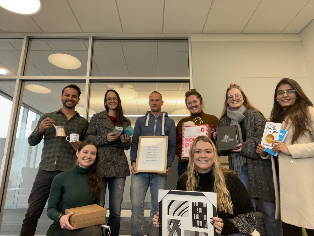 SHARPP_lab's tweet photo. Happy holiday season and winter break from our SHARPP Lab Drs. and Ph.D. students! This year’s “guess the gift” was a blast! Good luck with finals everyone and we will see you in 2022!!! 🎁🎉🥳👏 #sharpplab #sharpplabucm #ucmerced #ucmgrad #ucmercedbobcats https://t.co/T1A9uZ6vNE