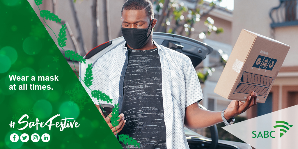 SABCPortal's tweet photo. ‘Tis the season to be safe. Take extra precautions while traveling. Wear a mask at all times. 

#SafeFestive #COVID-19 https://t.co/rVAEJFO3v0