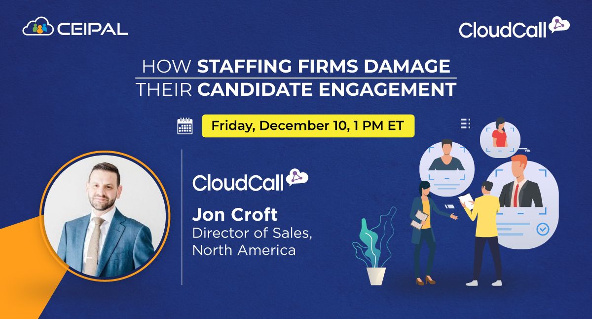 CloudCall's tweet photo. Calling all #recruiters!

On 10th December at 1pm ET, our Director of Sales, North America, will be joining  @CeipalCorp for a #webinar about what #staffing firms can do to improve engagement and protect their reputation. 

Don't miss it!

Register now:  https://t.co/ypmejSukVu https://t.co/SCGv57WLr8
