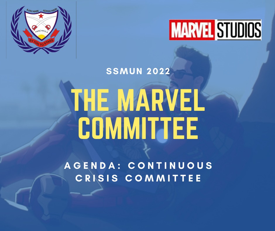 SSMUN22's tweet photo. The Marvel Committee: Continuous Crisis Committee. We’re back, with a killer committee that will leave you stunned. With much enthusiasm, we welcome all #Marvel afficionados to the fifth and final committee of #SSMUN 2022, the Marvel Committee. Delegates, ASSEMBLE!#education #mun https://t.co/mqzeVdpWJk