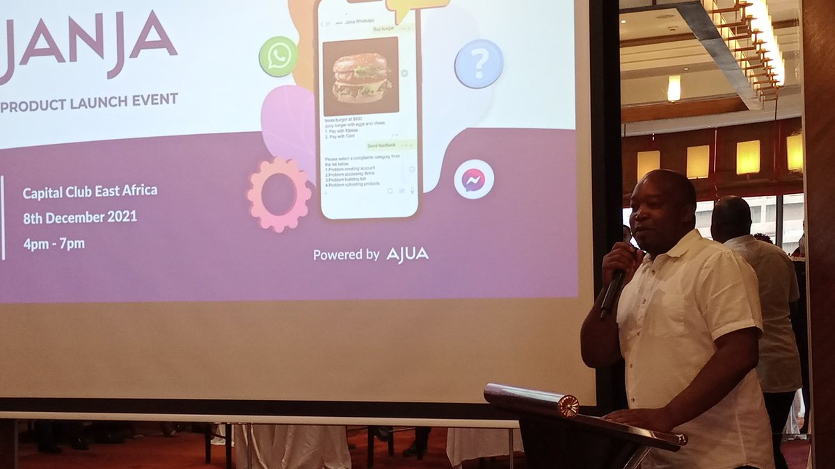 MuyelaRobertob's tweet photo. .@Ajua_Africa co-founder Majania speaking during launch of Janja.

Janja is a new AI service that will allow businesses interact with customers through WhatsApp.

#janjalauch https://t.co/rPzc2P6cYB