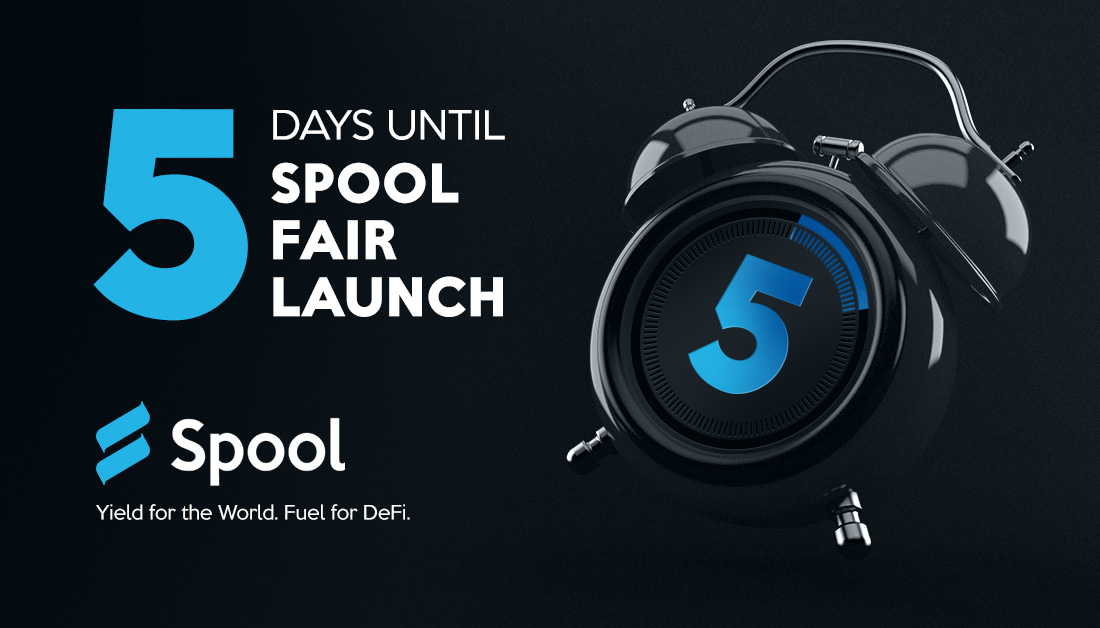 Save the Date!

There are only 5 steps to create your own Spool...

...and there are now only 5 days until you can own your own $SPOOL Tokens!

The Spool Fair Launch @BalancerLabs LBP via @CopperLaunch | 13 December 17:00UTC.

Join our Discord:discord.com/invite/spoolfi