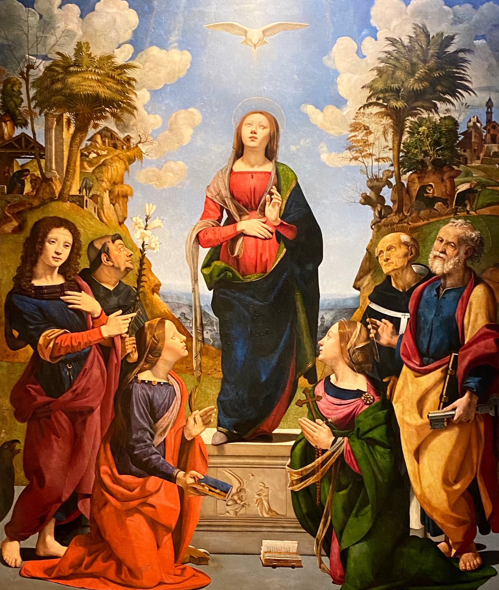 V_FlorenceTours's tweet photo. Happy Immaculate Conception Day! 
#december8th
Piero di Cosimo (Firenze 1462 - 1522), The Immaculate Conception with Saints, 1500 - 1505, @uffizigalleries. https://t.co/mgT1Aymj9o