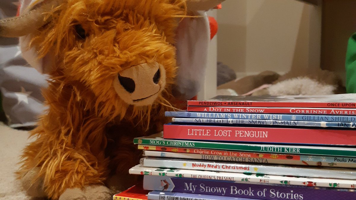 ELMatsLtd's tweet photo. 🎄🌟Just a little 'Christmassy Coo' by our festive favourite book pile. We 💓 sharing a Christmas story or two. Lots of wintery and snowy stories in here as well as classic Christmas tales❄️☃️🎄 What are your festive favourites? 💓 #bookshare #christmas https://t.co/WTIlOTT9Vi