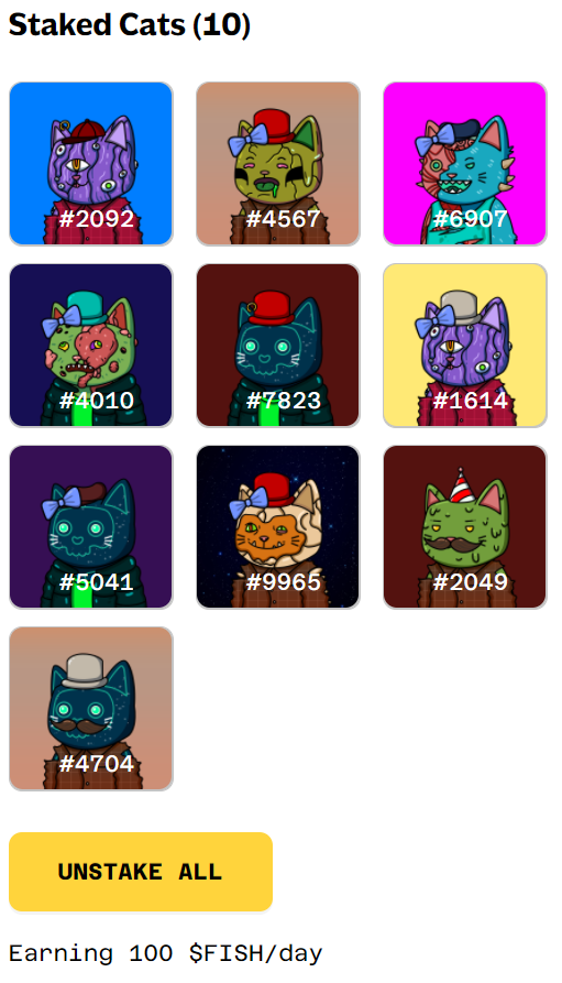 Just acquired these <a href="/mutantcats/">Mutant Cats DAO</a> and staked them!
I am done being poor!
HODLing those forever.
BTW where is the merch? I want to wear my MC hoodie on Christmas!
:)