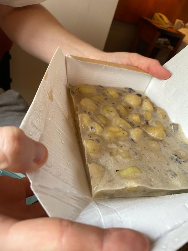 GeorgeCrump_'s tweet photo. Hey @TravelCTM_UK how much money are you making out of this situation? £3715 this quarantine has cost me &amp; my wife. Gnocchi a la vomit for lunch apparently. @BorisJohnson @BBCBreaking @ITV @PGMBMlaw https://t.co/bc9oYv0aVk