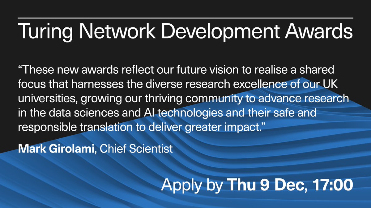 turinginst's tweet photo. For those looking to collaborate with #TheTuring our #TNDA call for applications is coming to an end tomorrow at 5pm. Make sure you get your applications submitted on time #ResearchCall #UKUniversities
https://t.co/8fZNSsdeRa https://t.co/YKNdCy1q1D