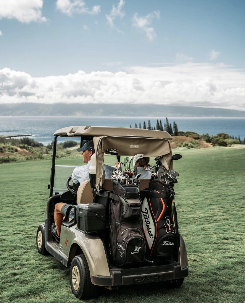 Textron's tweet photo. Are you trying to escape the cold? Driving around a golf course in a @EZGOvehicles golf cart by the water is one way to do it! ⛳
📷 : @golfatkapula
#golf #golfcart #warmerweather #golfatkapula #kapula #EZGO https://t.co/CmpZSXDr8t