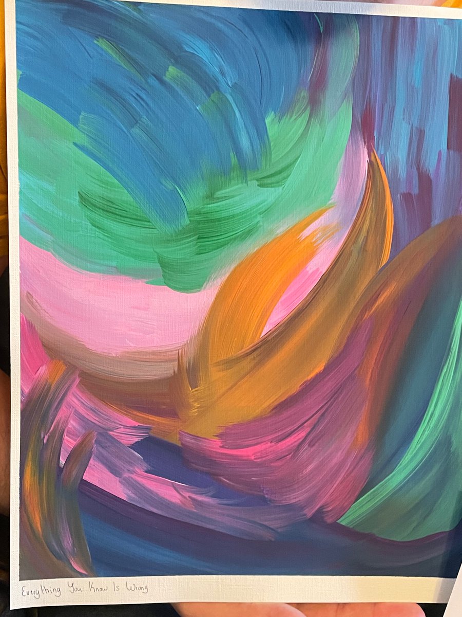 jmere's tweet image. Husband’s favorite birthday gift ever: @SnazzyStarlight ‘s painting of @alyankovic ’s “everything you know is wrong.” (Am I talking it up on every social media platform? Yes, yes I am)