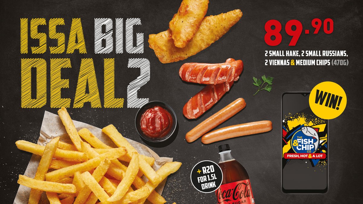 Yfm's tweet photo. Weβve got a deal for two to lift your Festive mood!
#SBWL to win 1 of 10 Samsung A12 smartphones? Well you can by buying this #IssaBIGdeal 2 at your nearest #TheFishAndChipCo.
Ts&Cs apply. https://t.co/capBpiQtBy