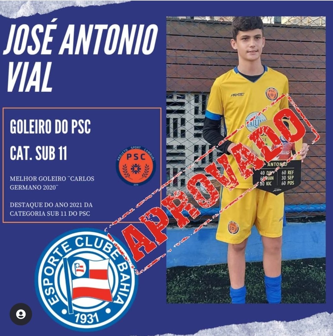pscfutebol's tweet photo. Nosso Goleirão ANTÔNIO aprovado no @ECBahia 

Arrebenta garoto!

@CopaDoNordeste 
#Bahia
#Nordeste
#Futebol https://t.co/KCQPZQtXNE