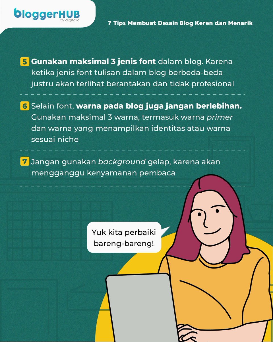 BloggerHubid's tweet photo. 7 tips membuat desain blog nih, Sob.

Jangan cuma perhatikan tampilan ya, desain blog juga harus dibuat agar memenuhi unsur SEO Friendly.

#Blog #Bloggers #Blogger #BloggerIndonesia #Webdesign #WordPressIndonesia https://t.co/vylsFgcz7Z