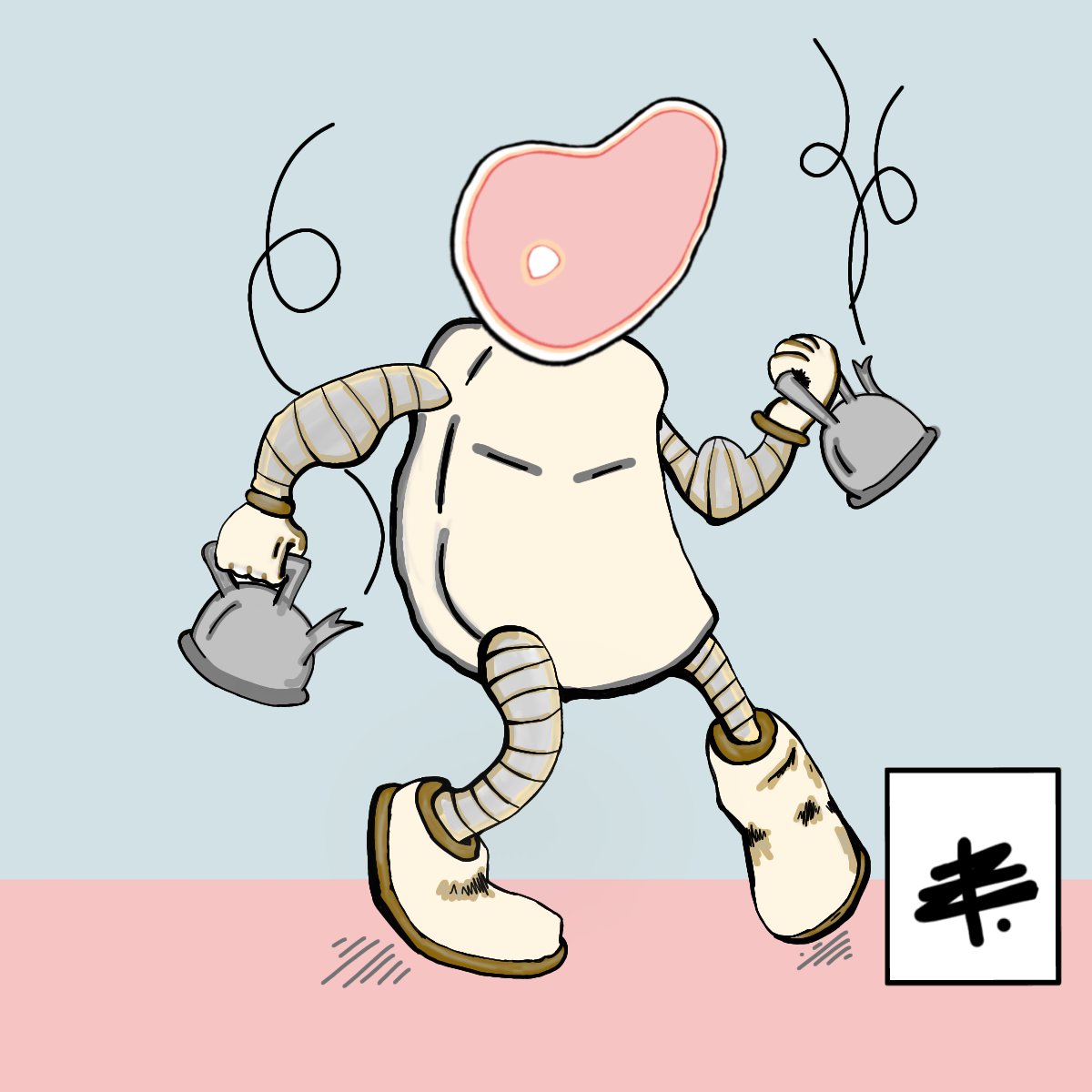 Meet_Computer's tweet photo. This is MEATHEAD always reppin'suttin' when he isn't swinging  kettle he's thinking up ways to sell supplements as NFTs to his podcast listeners. The only pump and dump MEATHEAD wants to hear about is the pumping and dumping of cold iron! #MeetComputer #Ziff_Art #NFTs  #NFTCOMICS https://t.co/YuqPa3D5Ii