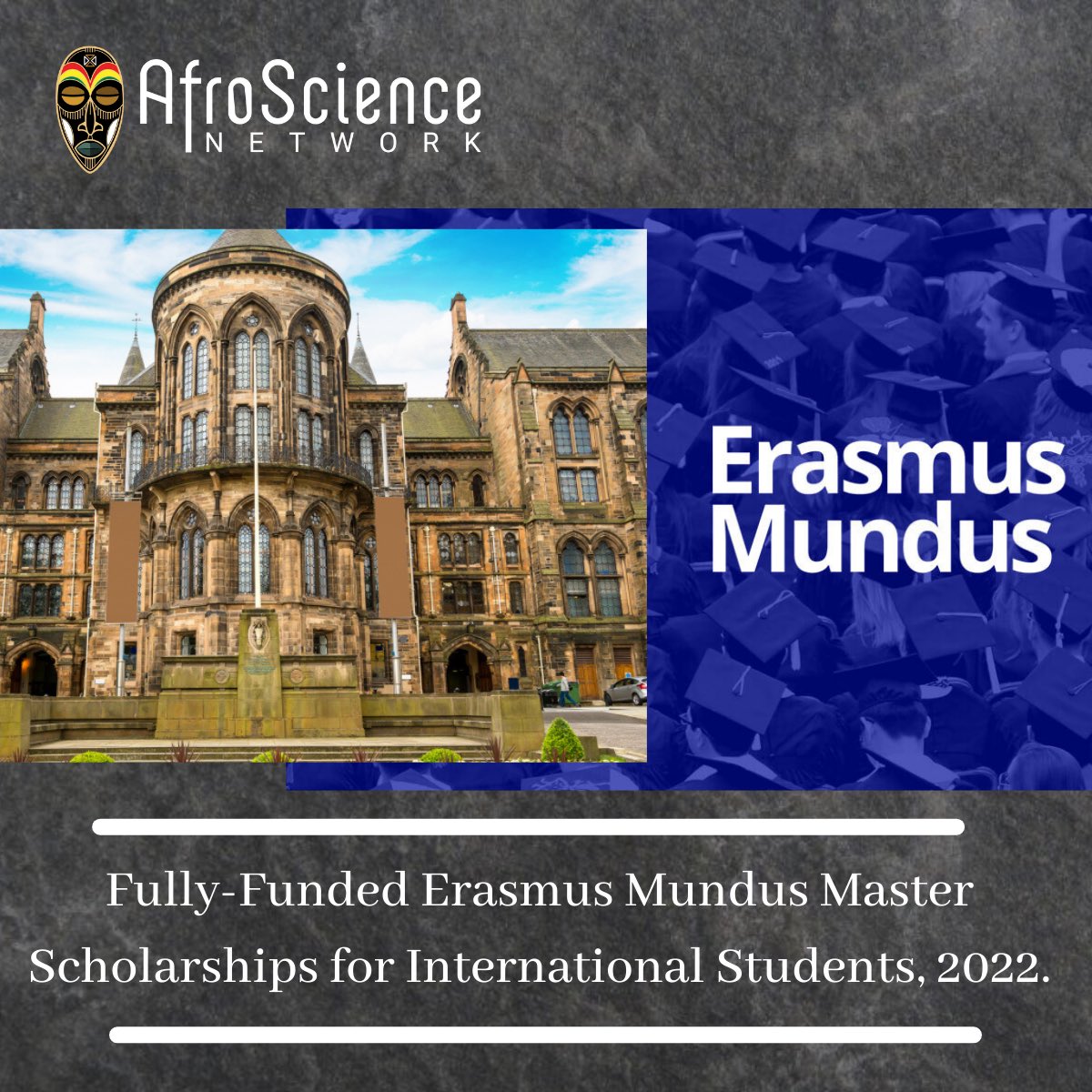 Afroscience1's tweet photo. The prestigious #erasmusmundus Scholarship is now available to pursue a master’s degree programme.

Deadline: January 14, 2022 
 
Learn More

https://t.co/ZxnL84MMxi

#afroscience #science #africa #scholarshipopportunities https://t.co/PgLJIpT75F