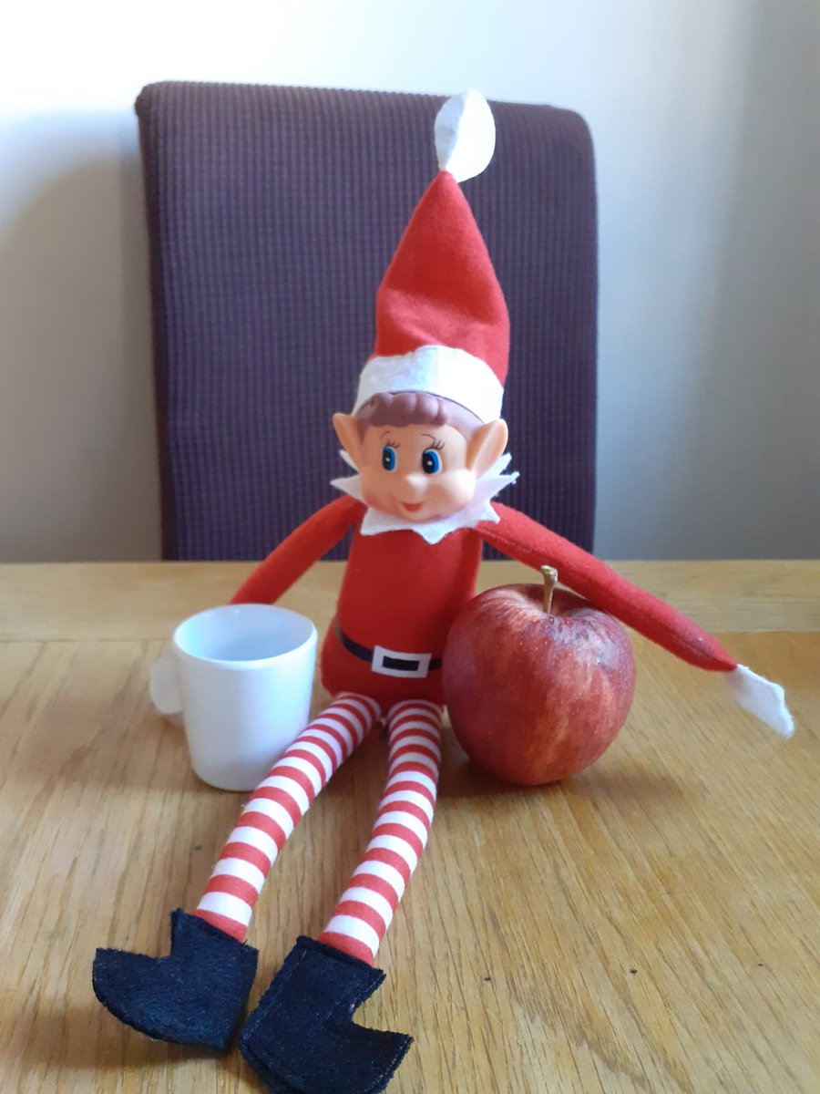 Smokefreemums's tweet photo. #Ash the @Somerset_sfl #elf is still thinking of #distractiontechniques to fight those #thoughtdistortions and #withdrawalsymptoms, today he is trying some healthy snacks and water #quitsmoking #xmas2021 #M2Bs @SomersetDPH @SomersetCouncil https://t.co/d7kiArb6qs