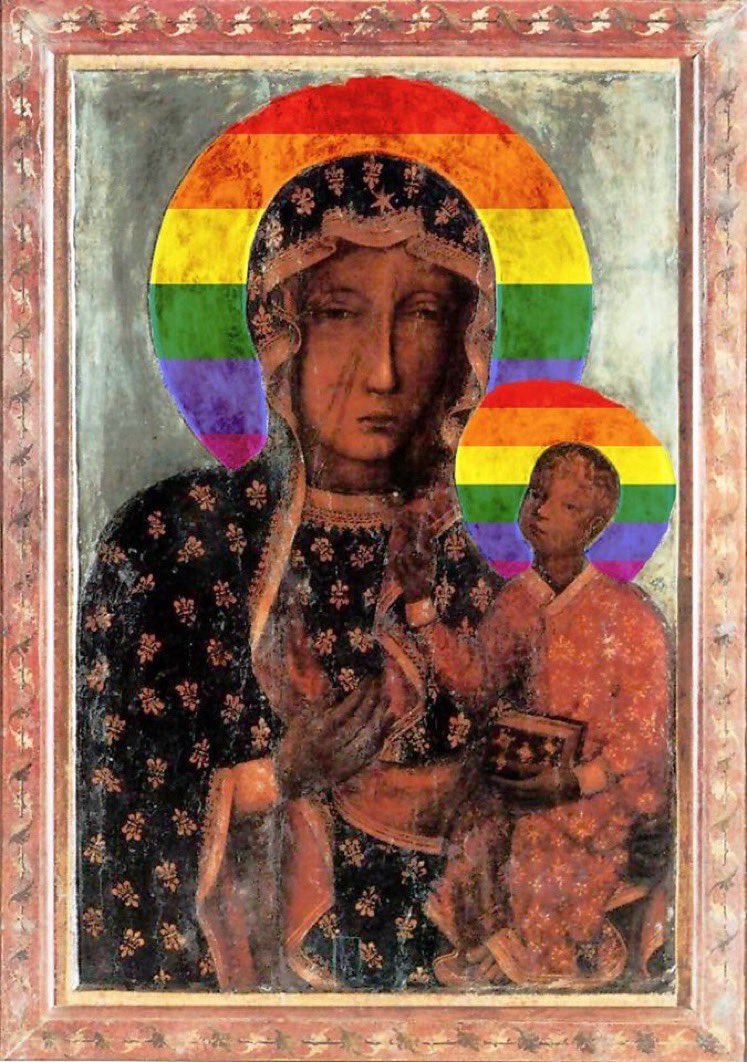 StefSimanowitz's tweet photo. 3/. #BREAKING: The hearing of the appeal against acquittal of 3 women human rights activists in #Poland who face charges for distributing posters of the Virgin Mary with a rainbow halo has been postponed...again 

The prosecution smacks of state-sponsored homophobia &amp; harassment. https://t.co/6br6lKZrpg