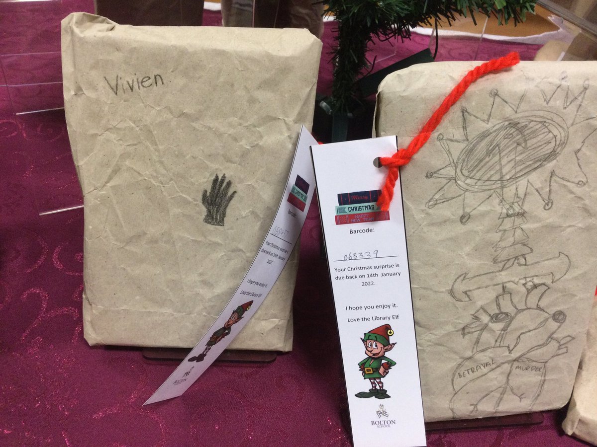 BSchLibrary's tweet photo. It has become a tradition @BoltonSch Girls’Division for the Book Club members to choose their favourite book and gift wrap it. Other girls then borrow the book unseen. Year 7 were intrigued this morning @BSGDEnglish @LynneDKyle @bsgdy7 https://t.co/hVeXrUSfDs
