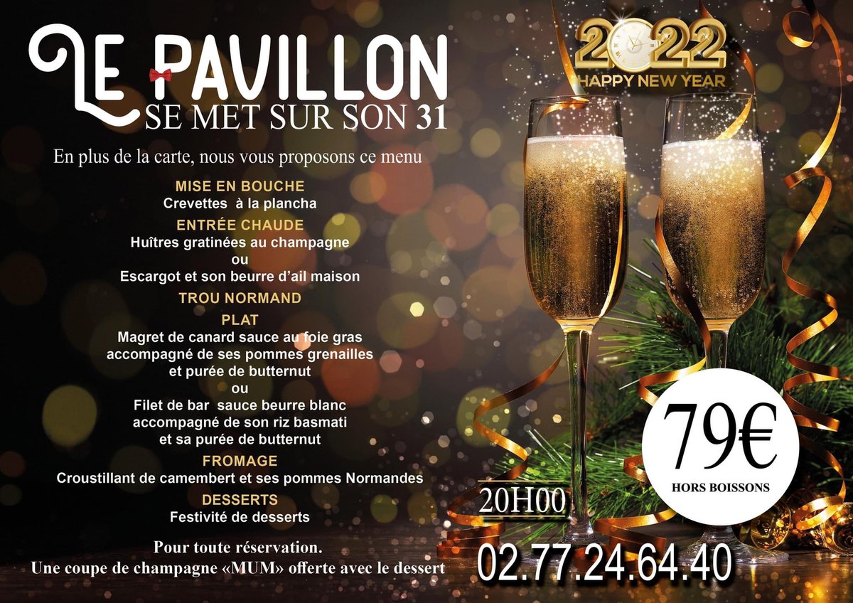 FecampQuon's tweet photo. Le restaurant Le Pavillon à Fécamp organise une soirée pour le nouvel an 

Réservez dès maintenant : 02.77.24.64.40 https://t.co/bsDYhQK6Lz