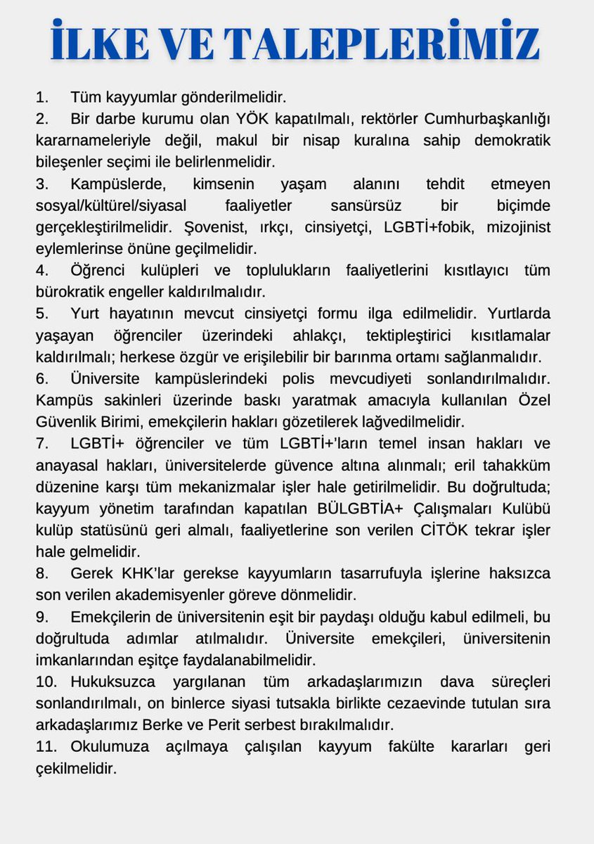 Türk Dili ve Edebiyatı bölümünden aday olan arkadaşlarımız aşağıdaki ilke ve talepleri benimsemekte, aylık olarak düzenlenecek toplantılarla Boğaziçililere hesap vermenin de taahütünü vermektedir.
Bu gece 23.59'a kadar açık olacak sistemde oy vermeyi lütfen unutmayın.