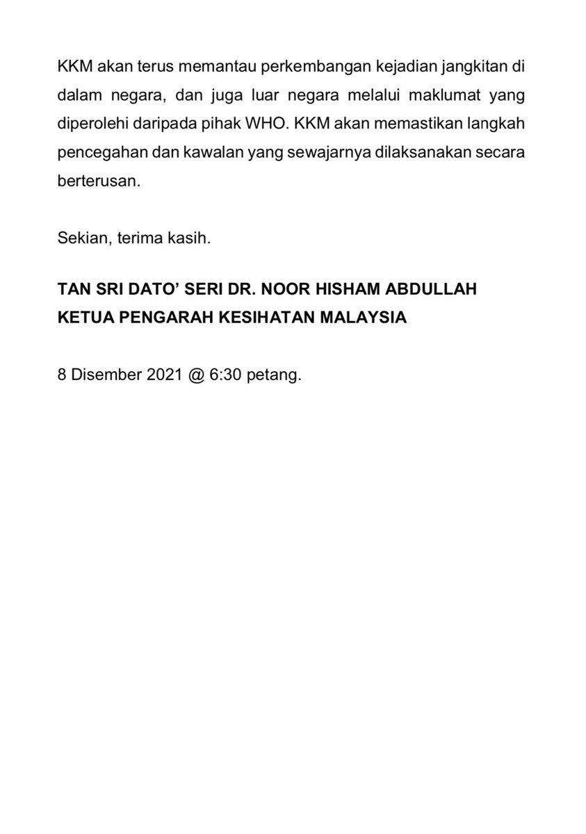 KKMPutrajaya's tweet photo. Kenyataan Akhbar Kementerian Kesihatan Malaysia 

Situasi Semasa Jangkitan Penyakit Coronavirus 2019 (COVID-19) di Malaysia - 8 Disember 2021 https://t.co/xzAgIKLSFm