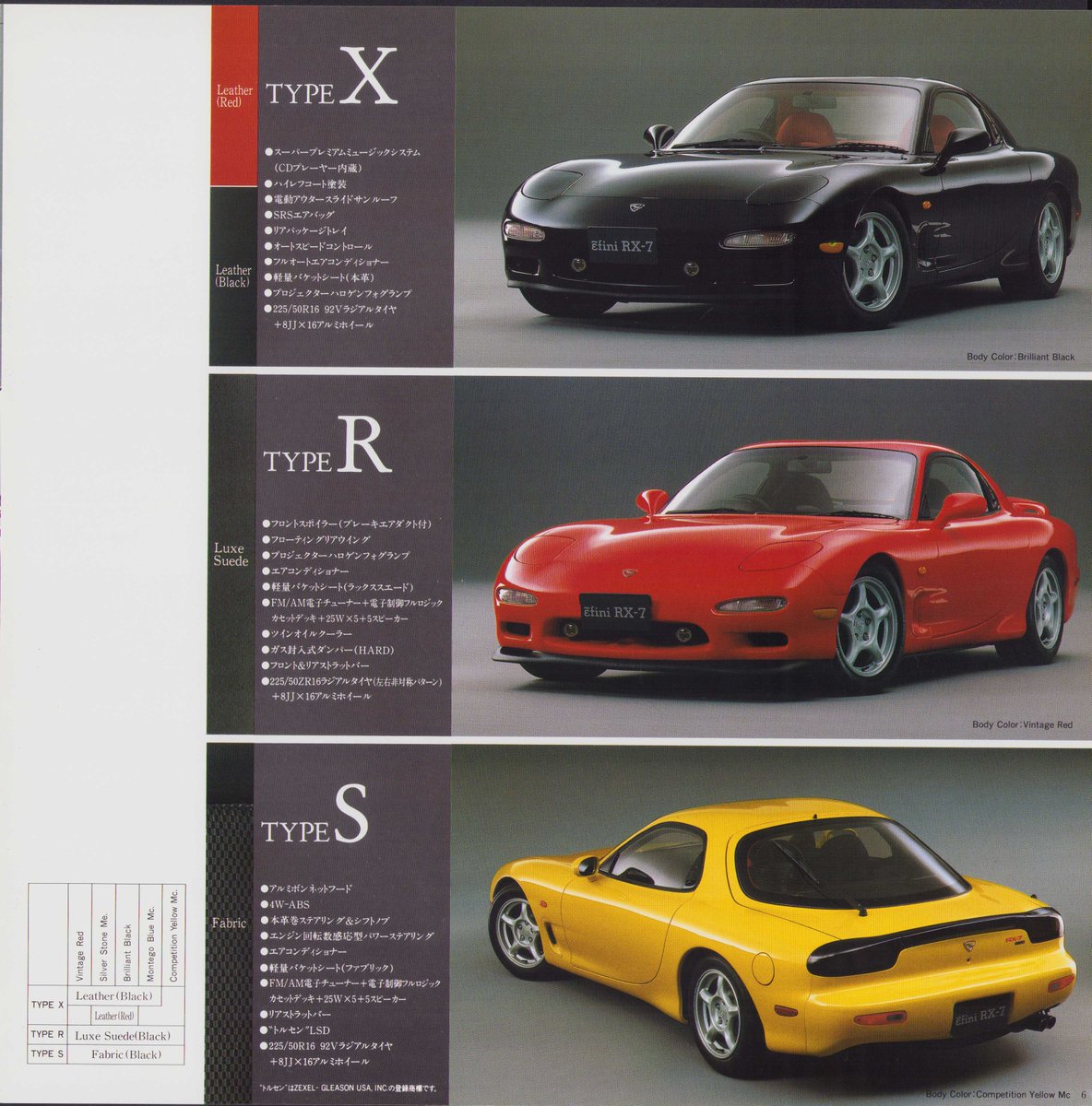 1992年3月版、アンフィニ RX-7のカタログ。 3代目RX-7は、名称を