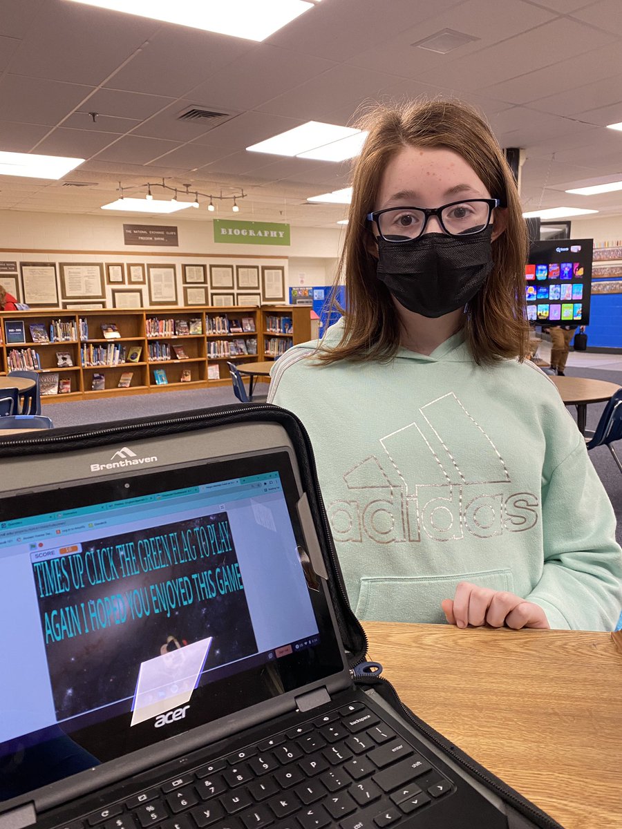 MrsCHurley's tweet photo. That moment when one of your Ss from @GirlsWhoCode rushes in a few days after your last meeting to show you her finished project. She completed it on her own time & went WAY beyond the requirements!! #CSedweek #wcpsmdcodes #GirlsWhoCode #coding @scratch @BoonsboroMiddle @HurleBen https://t.co/BBo218vDfw
