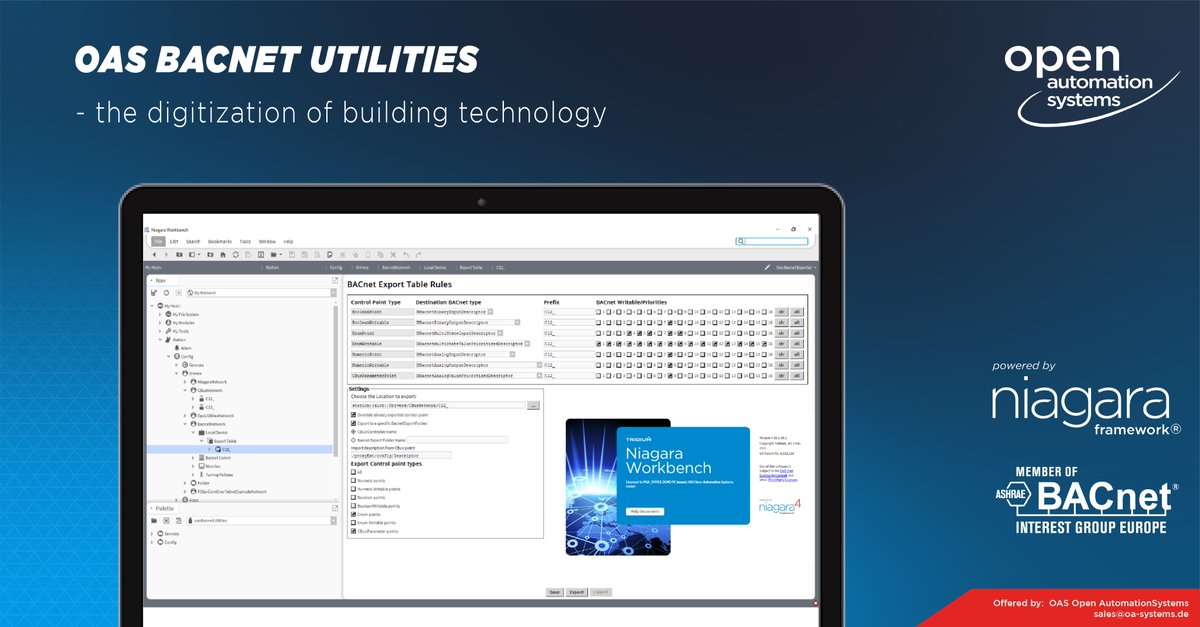 oa_systems's tweet photo. With the OAS BACnet Utilities, #OAS has developed an efficient way to migrate via #BACnet existing systems in which Honeywell controllers with C-Bus communication are installed. This means that the C-BUS systems can continue to be used. https://t.co/6nbvNT7Hf1
#oasbacnetutilities https://t.co/lpVmClE9Ik