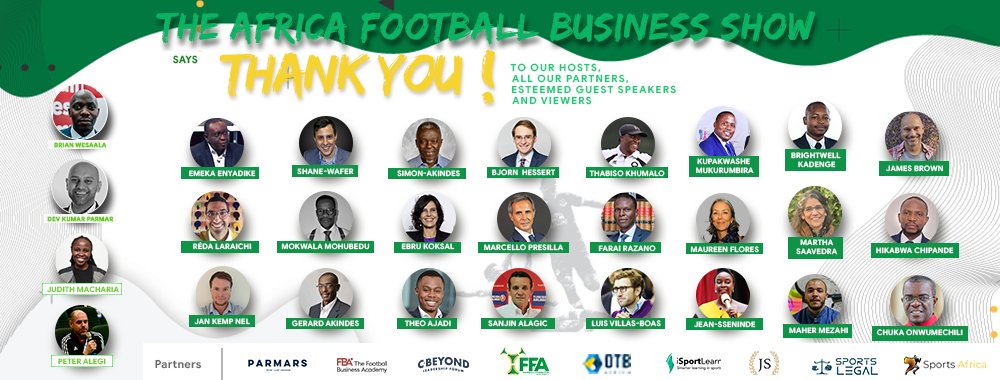 We enjoyed yet another excellent season of The Africa Football Business Show, "Strengthening Africa's Football Ecosystem". We wish to express our deep appreciation to our guest speakers, hosts, partners, sponsors and viewers.

#Africa #footballbusiness #AFBS #transformingourgame