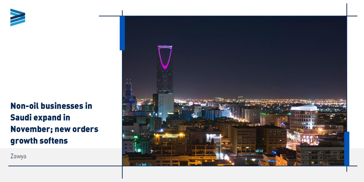 ValuStrat's tweet photo. Saudi Arabia’s non-oil economy continued to expand in November, however a softening was observed in new business growth. Read about it: https://t.co/yj4oefLE44 #SaudiEconomy #PurchasingManagerIndex #NonOilEconomy #GDP #SaudiBusinesses #PMI https://t.co/c5QkV1lIXd