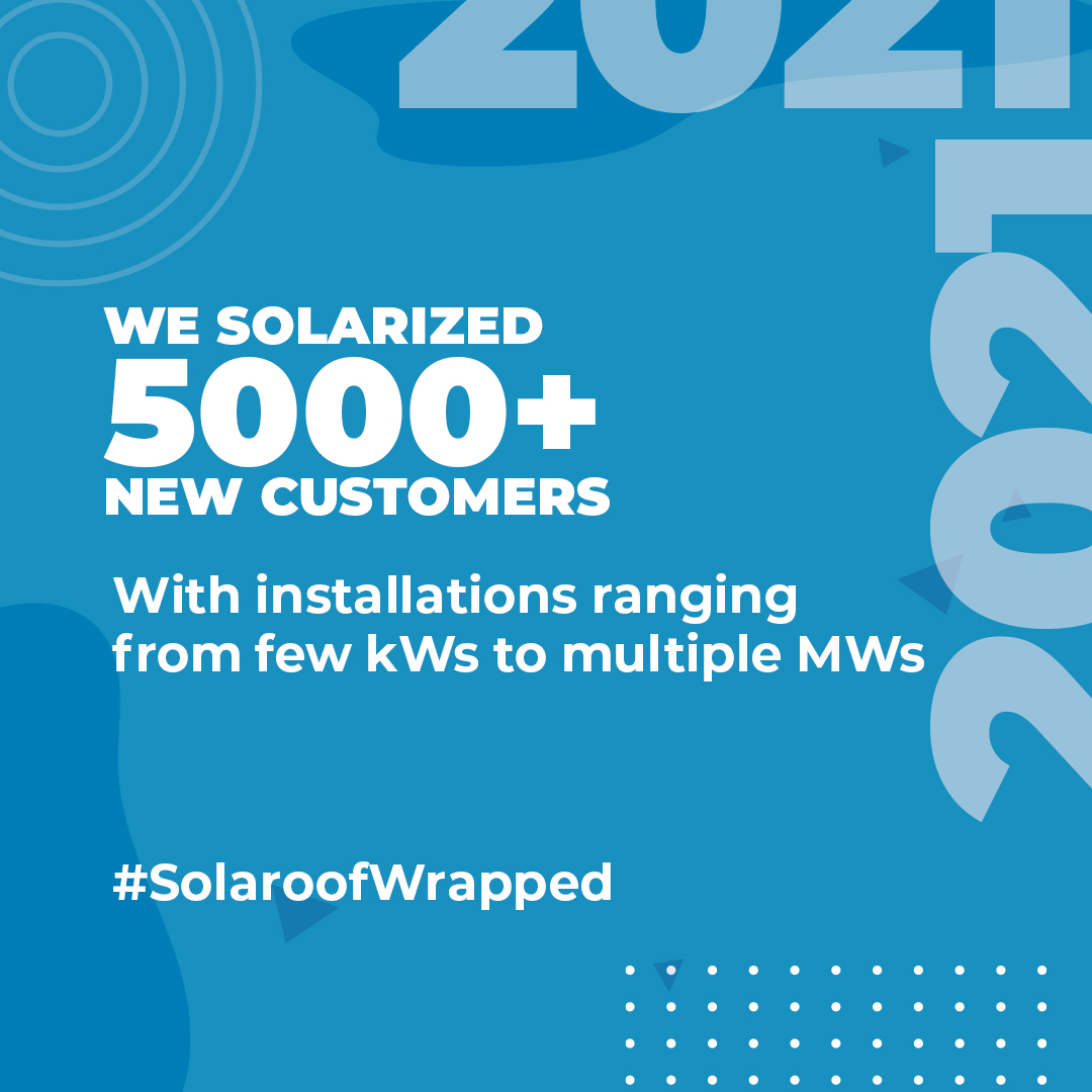TataPower's tweet photo. As we wrap another year of Powering India's rooftops, we look back at what has been a transformational year!

By solarizing 5000+ new customers through various installations, Tata Power Solaroof has continued its multi-year leadership as India's largest rooftop company. https://t.co/QP8qvHBmCv