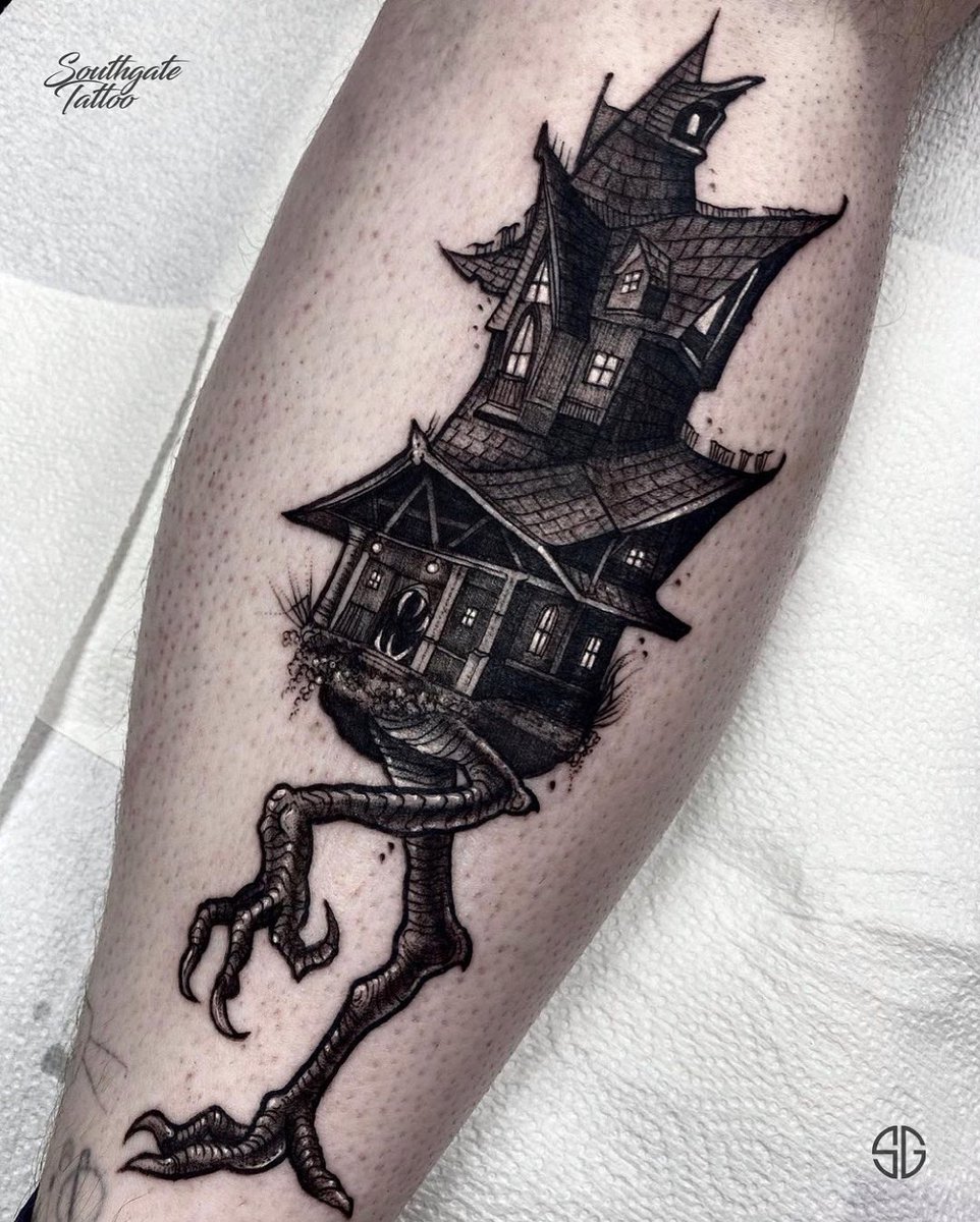 Southgate SG Tattoo & Piercing Studio on X: "• Baba Yaga's house • by our NEW resident @fla_ink If you are up for some dark blackwork projects like the one above Flavia