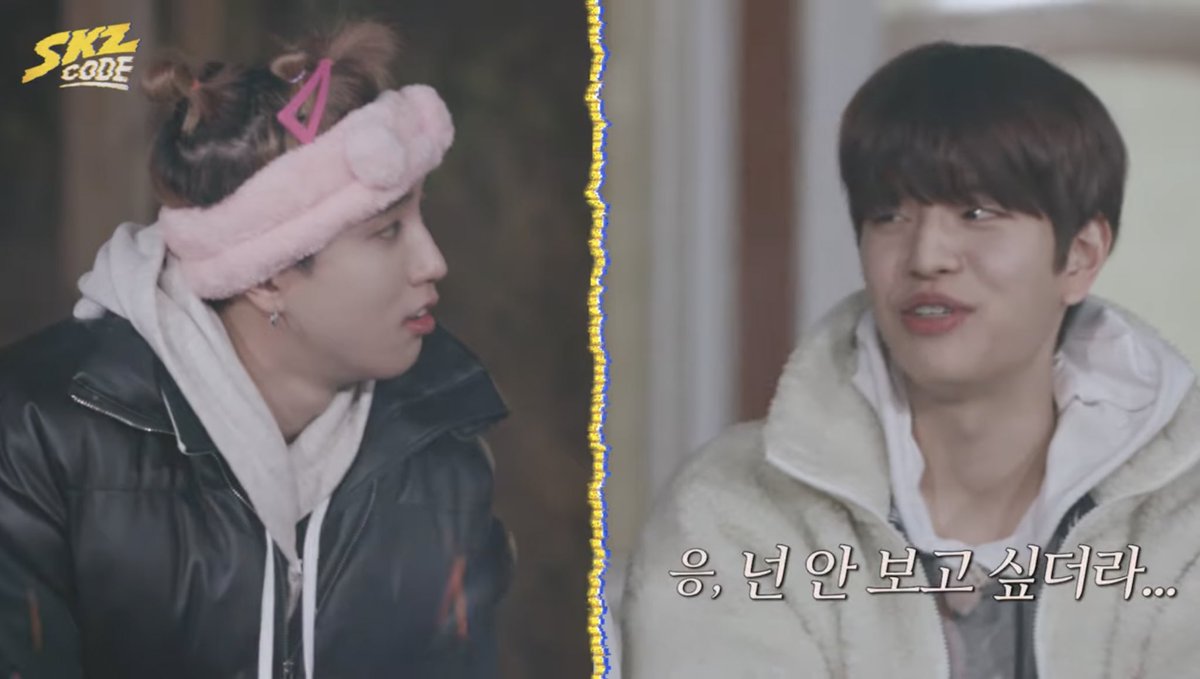 doraehan's tweet image. seungmin said that he misses the other members now that he has his own room, and changbin said you can tell seungmin is lonely because he’ll come on video call and eat quietly 

han said that he never gets called and seungmin was like “yeah, because I didn’t miss you” 😂😂