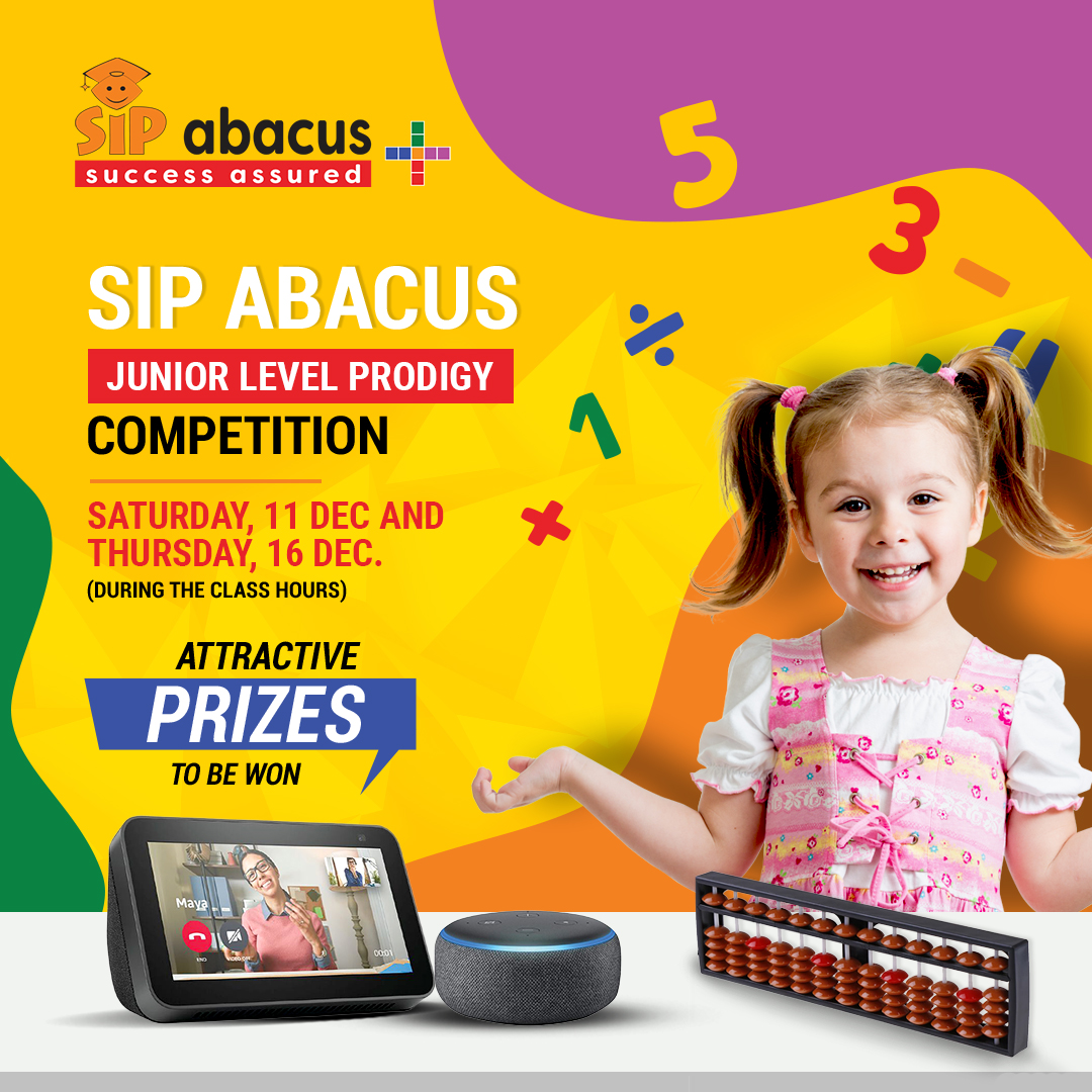 sipabacusanz's tweet photo. SIP Abacus Junior Level Prodigy Competition for the July & August Batch is here! Hope all of you lovely children are preparing. We know that you are very excited!! π
Lots of prizes to be won. Wishing you all best of luck!
#SIPAbacusNZ #5xBetter #BetterConcentration #SIPProdigy https://t.co/JzLLd9D4qu