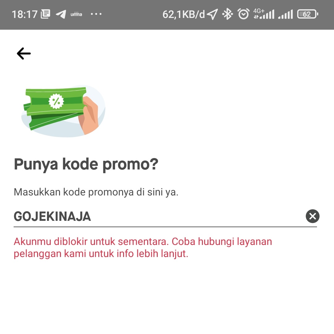 mchandrab's tweet photo. @gojekindonesia sore min mau tanya kenapa akun gojek saya di blokir ya? Pemblokirannya sampai kapan? https://t.co/FsycUAObG1