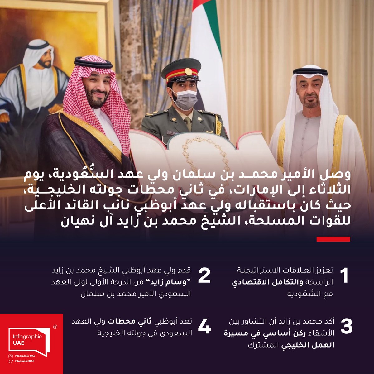 #محمد_بن_سلمان ثاني محطات جولته الخليجية إلى #الامارات و #محمد_بن_زايد يستقبله #وسام_زايد_من_الدرجة_الأولى #السعودية #UAE #KSA