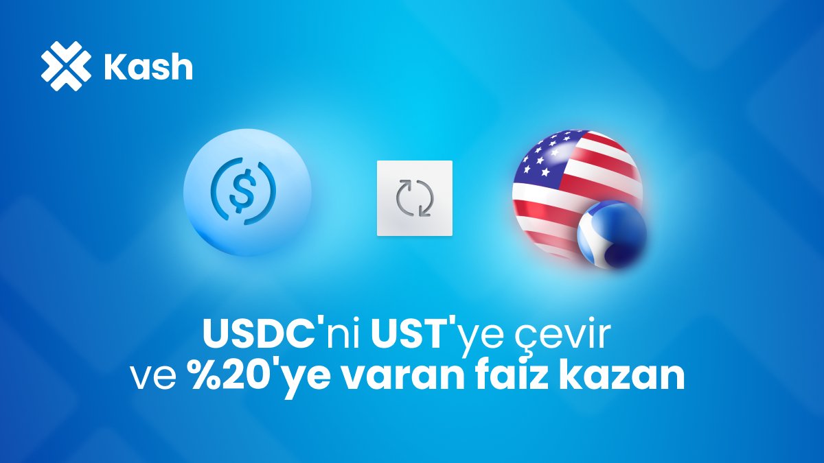 KashTurkiye's tweet photo. #KashDEX ekosistemler arasında köprü kuruyor! Artık Ethereum, USDC ve DAI'yi doğrudan Kash Merkeziyetsiz Alım Satım'da UST'ye dönüştürebilirsin. Ethereum varlıklarını Kash'e taşı, UST'ye dönüştür ve sınırlı bir süre için %20'ye varan faiz oranının keyfini çıkar.
#ETH $UST #usdtry https://t.co/qJuAqNewG7