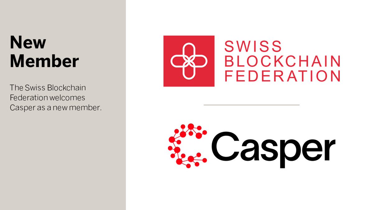The <a href="/BCFederationCH/">Swiss Blockchain Federation</a> welcomes <a href="/Casper_Network/">Casper</a> as its latest member.

We are proud to have the first blockchain protocol join our public-private-partnership.

All SBF members: blockchainfederation.ch/about-us/?lang…

#blockchain #dlt #switzerland