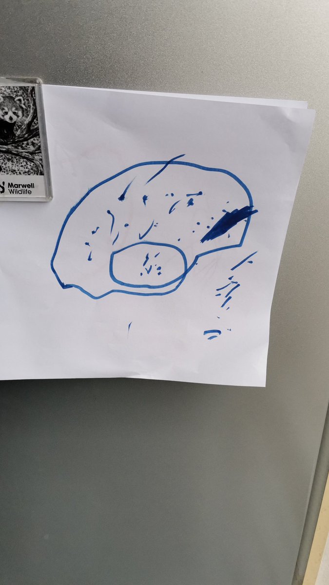 My 3-year old drew this at preschool. I think we have a future neuroscientist in the making! (or am I just projecting?)