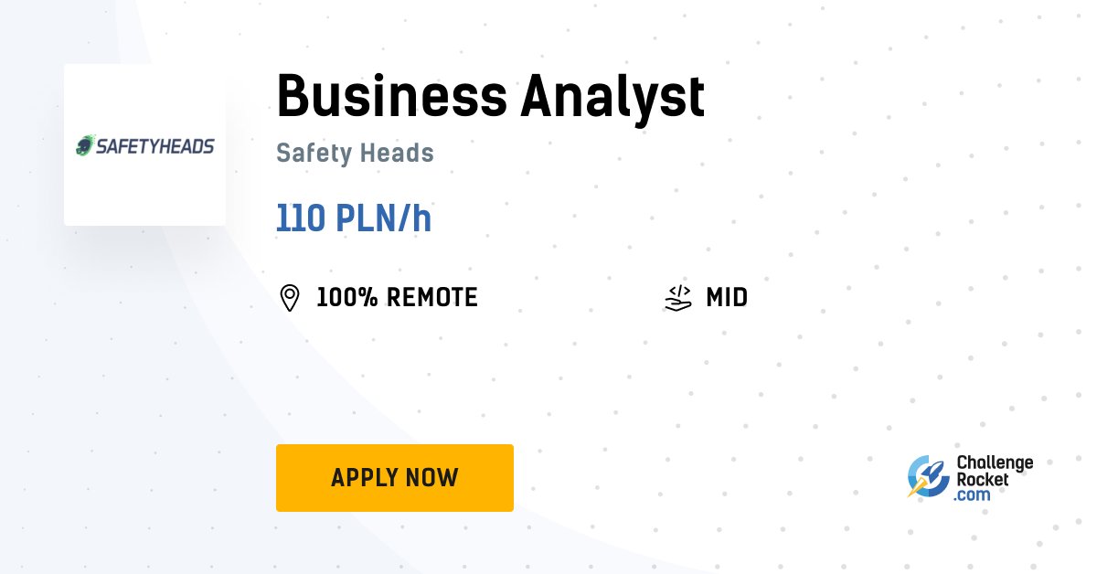 #Business #Analyst wanted! 👩‍💻👨‍💻 #Salary: PLN 110 per hour (negotiable) 💸 100% #remotely 💻Requirements: experience, English, #Jira. Projects: #IoT with #mobile, #web and #backend technologies. Check out the details and apply now 👉 bit.ly/3lN0me5