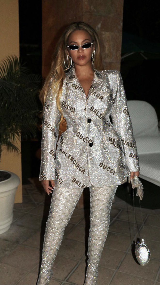 Beyoncé Sparkles From Head to Toe in Metallic Gucci x Balenciaga