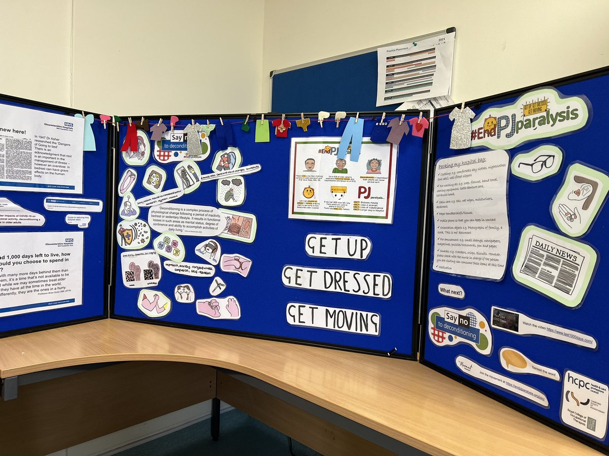 Preventing deconditioning is much more than just exercise! Everyone can help! Ensure patients have their usual glasses/hearing aids, adequate nutritional support, wear day clothes or stimulating their minds through conversation! <a href="/Gloshosptherapy/">Gloucestershire Hospitals Therapy Service</a> <a href="/GlosPDLearning/">Practice Development Team</a> <a href="/GHFT_Excellence/">Nursing, AHP and Midwifery Excellence</a>