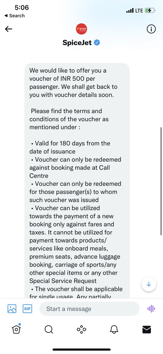 Dhaval9600's tweet photo. @flyspicejet We don’t want your 500 voucher it is not going to suffice. Such kind of solutions is not reasonable, the way you and your on ground staff have treated the passengers. https://t.co/0urUQyv9i9