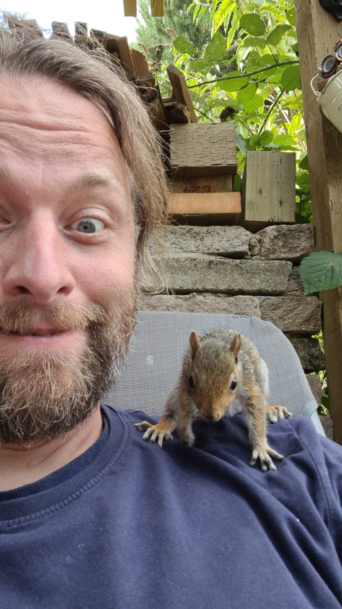 LaKingabout's tweet photo. I was thrilled to meet the squirrel man of Scartho who’s created this masterpiece in his garden including a lodge and infinity pool for the squirrels. Hear all about it with @andycomfort @RadioHumberside https://t.co/oAjldeBuFP
