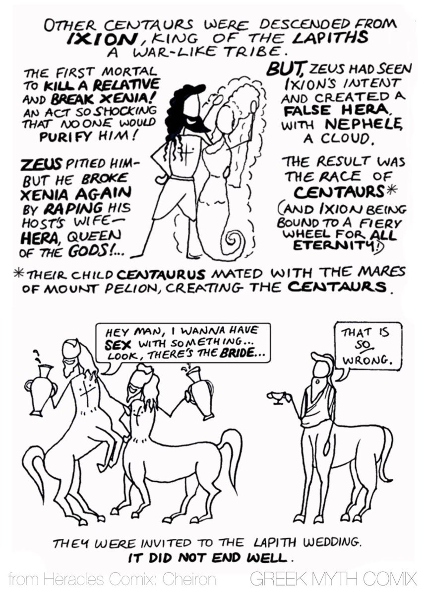 GreekMythComix's tweet photo. 📣Advent Day 8: an archaic Centaur! 
Here’s how they came about (a snippet from a comic about Cheiron, a very different kind of centaur to the more famous kind https://t.co/NY1LzMF9mV) https://t.co/FNNmcFvCDc