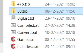Progress on my game is slow, but after a couple of weeks of inactivity, I finally finalized a function in it, and saved off the 50th backup (number 48 and 49 was made on the 25th and 26th). Now it's on to one of the few remaining big tasks 😅