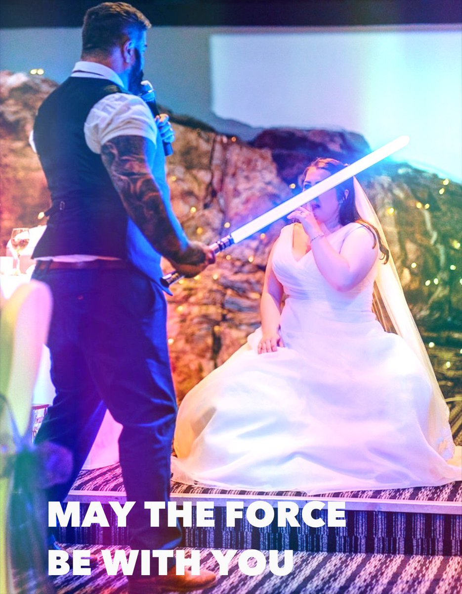 1BeardedViking's tweet photo. When you knight your best mates Mrs on their wedding day during the best man speech with a lightsaber. May the force be with you! 🤣 #starwars #wedding #MayThe4thBeWithYou #speech #bestman #bride https://t.co/pvjbt98F1M