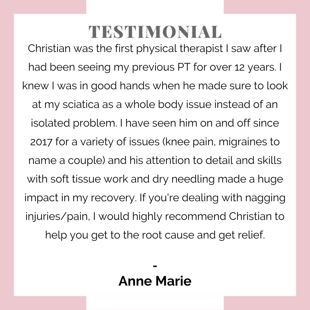 WildHawkPT's tweet photo. A great 5-star review from Anne Marie who saw Christian for #physicaltherapy!
Thank you so much Anne Marie!
It is so important to look at the WHOLE patient and not just one area that is in pain.
#AVLtoday #AVL #ashevilleNC #828health #828isgreat #AVLhealth #ashevillehealth https://t.co/rwbU2HQlDH
