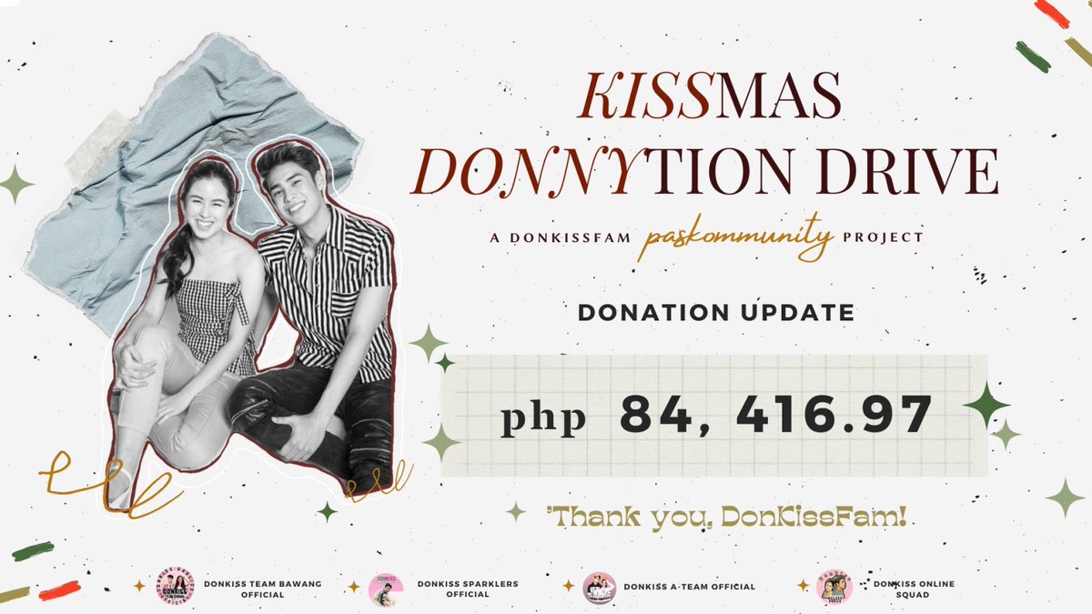 DonKissATeamOFC's tweet photo. We've already raised a total amount of ₱84,416.97 as of 6:30PM today.

Thank you, #DonKissFam for taking part in rekindling the purpose of this season. 🎁✨ 

Spark 𝙢𝙤𝙧𝙚 hope~ Donations are still up! 💖 #DonKiss https://t.co/8HwhsIjULr