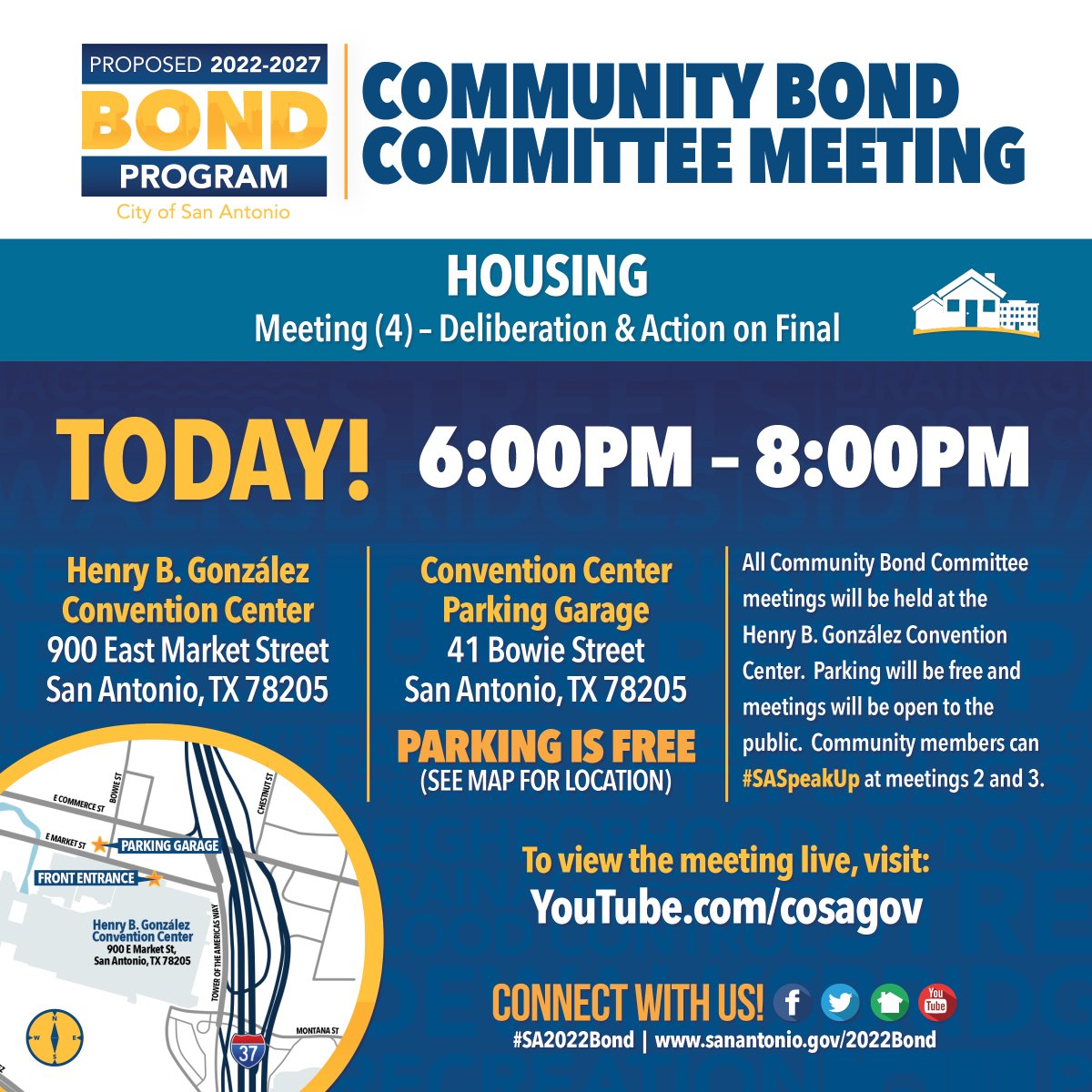 SAPublicWorks's tweet photo. Tonight, we'll talk about neighborhood improvements! Join us, we want your opinion! To view the meeting live, visit https://t.co/q4vmbJDI6I. #SA2022Bond https://t.co/hKh96maHc3 #MaskEncouraged #DoItForSA https://t.co/RxSD06a7wr
